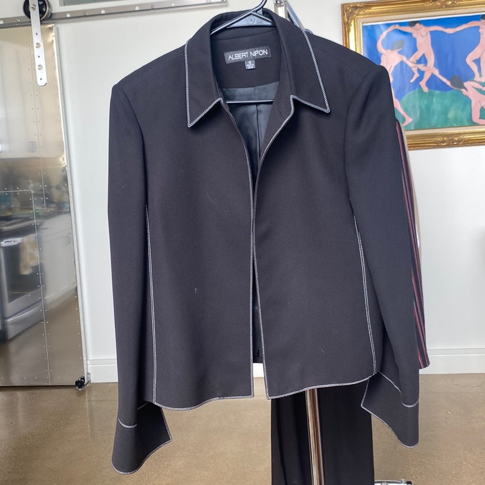 Albert Nipon | Black Blazer With White Stitch - image 1